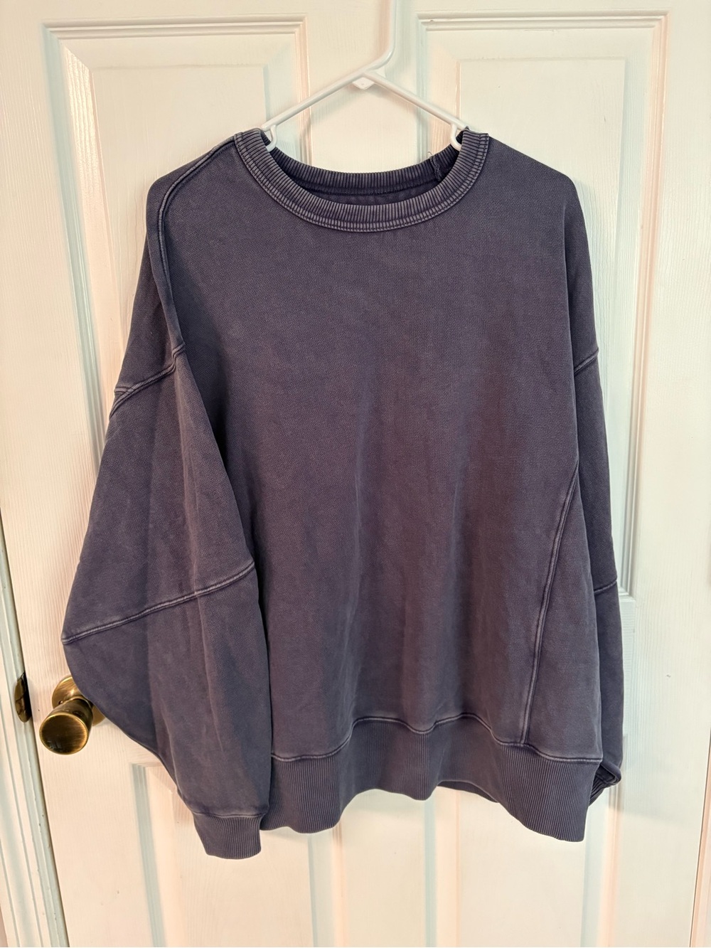 new aerie Washed Slate Oversized Crewneck Sweatshirt navy blue